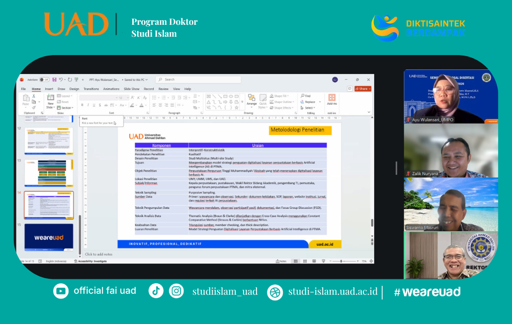Rektor UAD Dampingi Seminar Proposal Disertasi tentang Transformasi Digital Perpustakaan Berbasis Artificial Intelligence